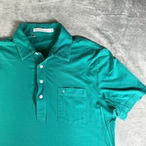 Criquet Polo Shirt Mens L Teal Short Sleeve Pima Cotton Slim Fit Golf Casual